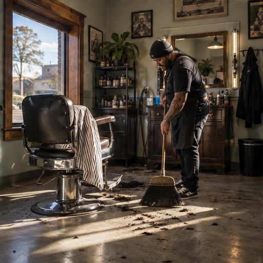 AI-generated illustrative barber photo, not an actual photo from Rolling Hills Plaza Barber Shop